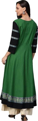 Yash Gallery Women's Cotton Slub Solid Anarkali Kurta in Kuwait