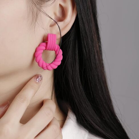 RUOFFETA Rectangle Earrings for Women, Acrylic Square Earrings Twisted Geometric Statement Earrings in Kuwait
