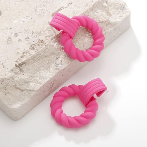 RUOFFETA Rectangle Earrings for Women, Acrylic Square Earrings Twisted Geometric Statement Earrings in Kuwait