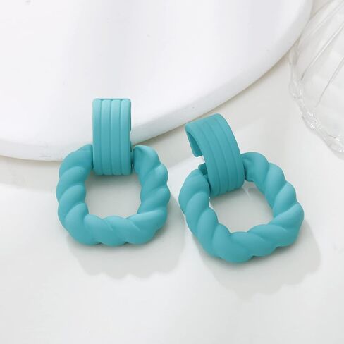 RUOFFETA Rectangle Earrings for Women, Acrylic Square Earrings Twisted Geometric Statement Earrings in Kuwait