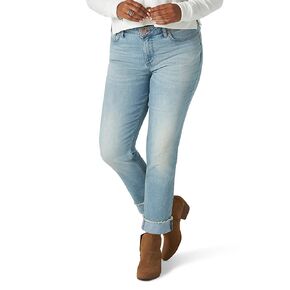 Riders by Lee Indigo Women's Fringe Cuff Boyfriend Jean