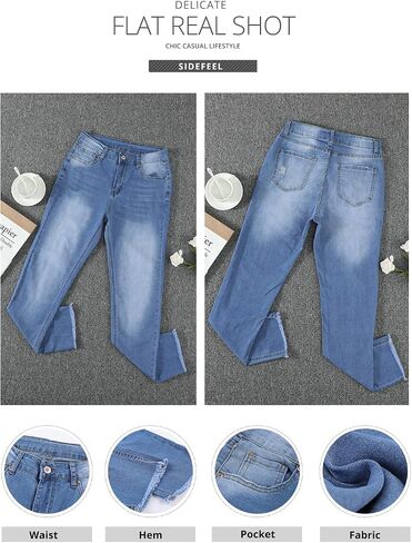 Sidefeel Women's Loose Boyfriend Jeans Stretchy Ripped Distressed Denim Pants S-2XL in Kuwait