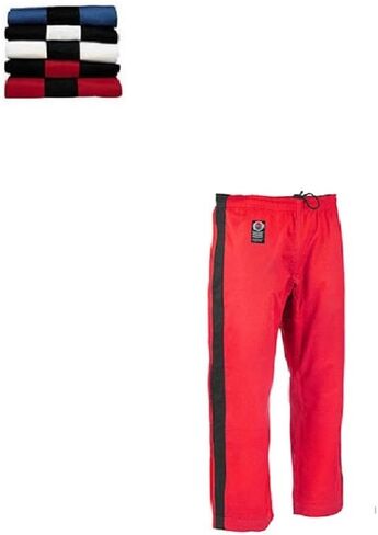 ProForce Gladiator 8oz Demo Karate Pants - Red w/Black Stripe - Size 0 in Saudi Arabia