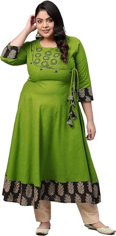 Women's Cotton Embroidered Indian Anarkali Kurtis in Kuwait