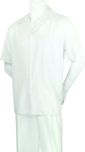 Adam Baker Men's 2-Piece (Long Pants and Short Sleeve Shirt) Linen-Cotton Blend Walking Suit Set in Saudi Arabia
