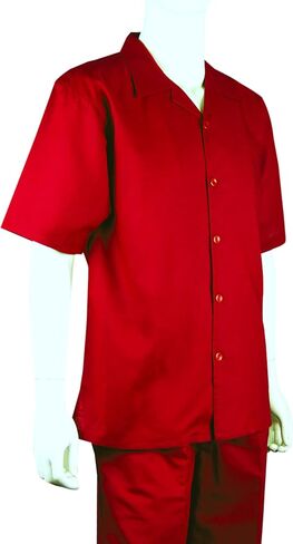 Adam Baker Men's 2-Piece (Long Pants and Short Sleeve Shirt) Linen-Cotton Blend Walking Suit Set in Saudi Arabia
