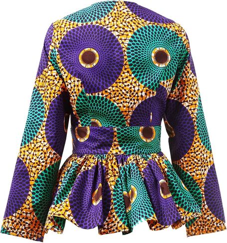 SHENBOLEN Women African Print Shirt Ankara Long Sleeves Top in Saudi Arabia