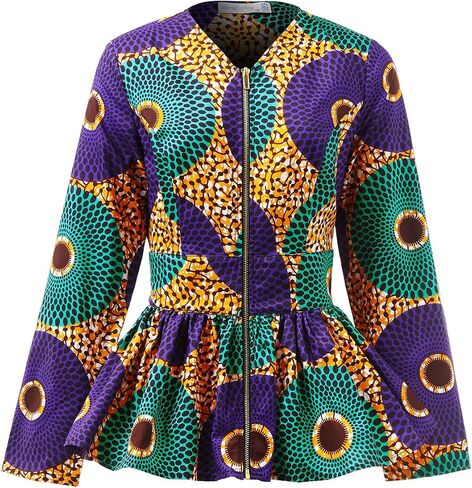 SHENBOLEN Women African Print Shirt Ankara Long Sleeves Top in Saudi Arabia