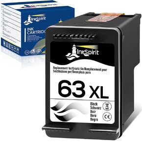 خرطوشة حبر سوداء معاد تصنيعها من InkSpirit 63 XLarge ل HP 63XL ل Envy 4520 3634 OfficeJet 3830 5252 4650 5258 4655 4652 5255 DeskJet 3636 111 3630 1112 3630 36363630 7 363367 بطابعة واحدة (عبوتان) in Kuwait