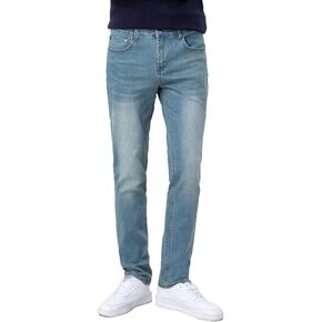 Plaid&Plain Men’s Slim Fit Jeans Tapered Jeans