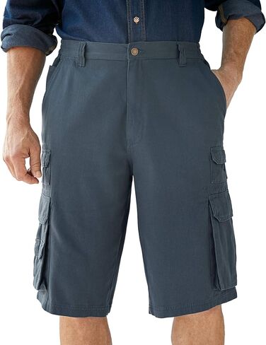 Boulder Creek by Kingsize Men's Big & Tall 12" Side-Elastic Stacked Cargo Pocket Shorts in Kuwait