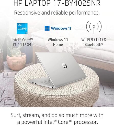 HP Notebook Laptop, 17.3" HD+ Display, 11th Gen Intel Core i3-1115G4 Processor, Intel UHD Graphics, 32GB DDR4 RAM, 2TB PCIe SSD, Wi-Fi 5, HD Webcam, HDMI, RJ-45 Port, Windows 11 Home, Silver in Saudi Arabia