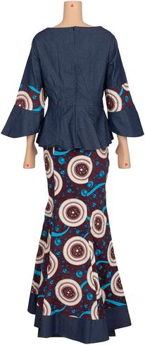Women African Print Ankara Dresses Bazin Riche Ruffle Sleeve Dress Womens Skirt Set in Saudi Arabia