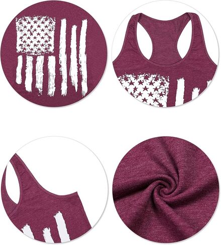 الولايات المتحدة الأمريكية العلم طباعة تانك القمم المرأة الأمريكية النجوم المشارب الوطنية تي شيرت الصيف سترة غير رسمية تيز in Kuwait