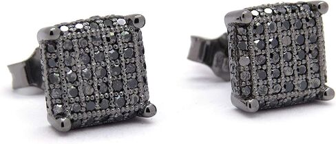 Dazzlingrock Collection 0.48 Carat (ctw) Round Black Diamond Ice Cube Mens Hip Hop Iced Stud Earrings 1/2 CT, Sterling Silver in Kuwait