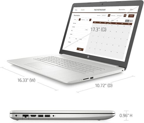 Newest HP Laptop, 17.3" HD+ Non-Touch Display, 11th Gen Intel Core i3-1115G4 Processor, 32GB RAM, 1TB PCIe NVMe SSD, Webcam, Bluetooth, Wireless-AC, HDMI, USB-A 3.0, RJ-45, Windows 11 Home, Silver in Kuwait