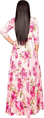 فستان نسائي طويل من Nhicdns برقبة على شكل V وأكمام طويلة كاجوال بوهيمي فضفاض مقاس كبير in Kuwait