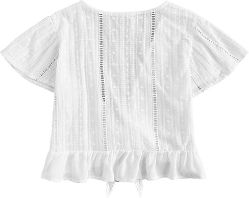 Floerns Women's Summer Plunging V Neck Knot High Low Hem Crop Top in Saudi Arabia