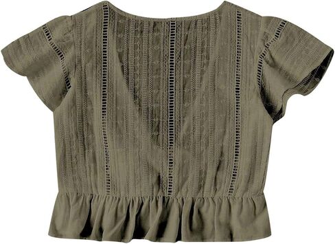 Floerns Women's Summer Plunging V Neck Knot High Low Hem Crop Top in Saudi Arabia