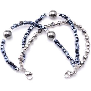 Medical ID Triple Navy/Silver Strand Beaded Interchangeable Bracelet 6 Sizes! in Saudi Arabia