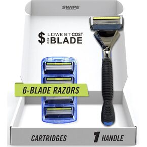 SWIPE Premium Men's 6-Blade Razor Kit (Flex Head Handle + 24 Refills) in Saudi Arabia