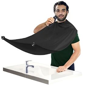 HuaShanDa Beard Bib Beard Apron, Beard Catcher for Men Shaving and Trimming, Waterproof and Non-Stick Beard Cape Grooming Cloth with 4pcs Suction Cups and Travel Pouch, Best Gifts for Men- White in Saudi Arabia