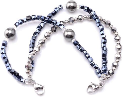 Medical ID Triple Navy/Silver Strand Beaded Interchangeable Bracelet 6 Sizes! in Saudi Arabia