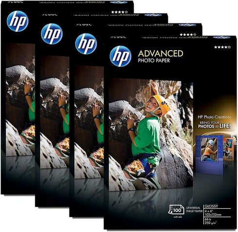 HP Advanced Photo Paper, Glossy (100 Sheets, 4 x 6 Inches, borderless), 4-Packages in Saudi Arabia