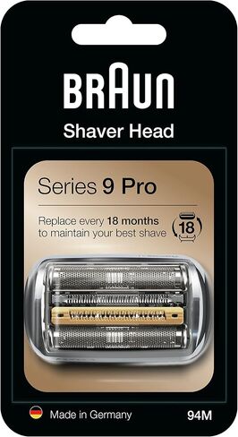Braun Electric Shaver Head Replacement Part 94M Silver, Compatible with Series 9 Pro and Series 9 Electric Razors for Men in Saudi Arabia