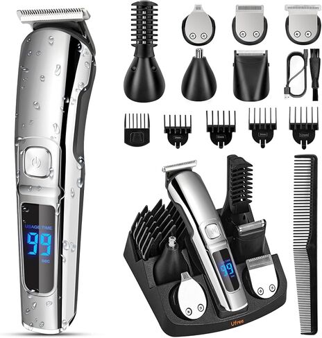 Ufree Beard Trimmer for Men, Waterproof Electric Razor for Nose, Body, Face and Mustache, Cordless Hair Clippers Shavers for Men Grooming Kit, Gifts for Men Husband Father in Saudi Arabia