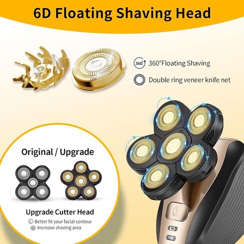 Head Shavers for Men Upgraded 5 in 1 Multifunctional Bald Head Shaver Grooming Kit Cordless Electric Razor for Men Rotary Mens Head Razor Rechargeable Razors for Bald Man Waterproof (Blue) in Saudi Arabia