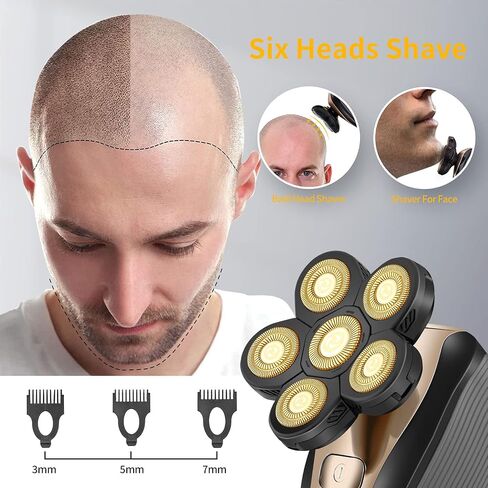Head Shavers for Men Upgraded 5 in 1 Multifunctional Bald Head Shaver Grooming Kit Cordless Electric Razor for Men Rotary Mens Head Razor Rechargeable Razors for Bald Man Waterproof (Blue) in Saudi Arabia