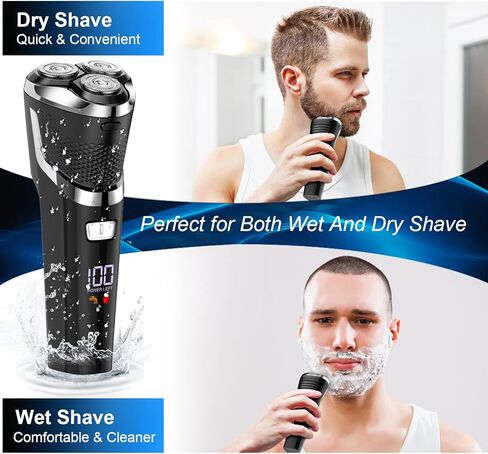 Electric Shavers for Men Cordless Rechargeable,Electric Razor for Men Face Shaver for Men, AONOR 3D Rotary Shavers,Mens Electric Shaver Waterproof Wet&Dry,Mens Electric Razors for Shaving &LED Display in Kuwait