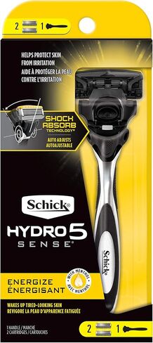 Schick Hydro 5 Sense Energize Razor with Shock Absorb Technology for Men, 1 Handle with 2 Refills in Saudi Arabia