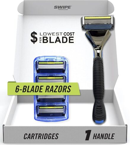 SWIPE Premium Men's 6-Blade Razor Kit (Flex Head Handle + 24 Refills) in Saudi Arabia