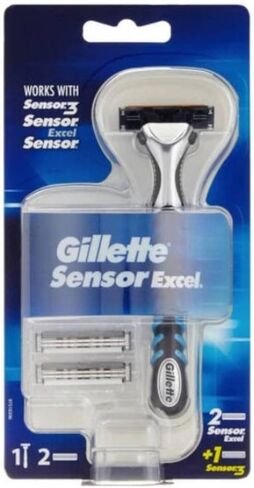 Gillette Sensor Excel Men's Razor + 3 Razor Blade Refills, Self-Adjusting Twin Razor Blades, Fit All Gillette Sensor Razors in Saudi Arabia