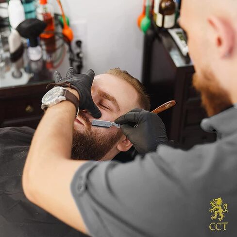 The Cambridge Cutthroat® Straight Edge Razor Kit with 10 Blades Missanda Hardwood & Stainless Steel Professional Barber Cut Throat Razor, Premium Mens Single Blade Razor Shaver, Moustache & Beard Shaper Trimmer, Leather Travel Pouch Included in Kuwait