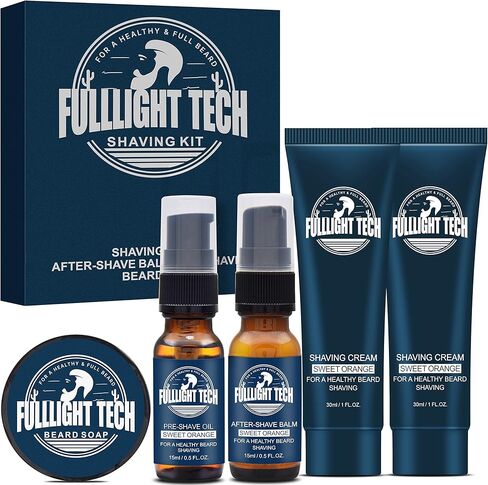 Shaving Kit for Men w/Straight Razor,Shaving Soap,2 PACK Shaving Cream,Pre-Shave Oil,After Shave Balm Gel,Mens Christmas Stocking Stuffers Gift for Men Husband Dad Him Unique Birthday Gifts Boyfriend in Kuwait