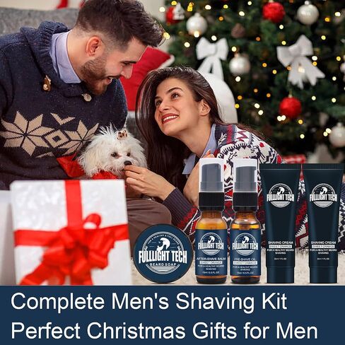 Shaving Kit for Men w/Straight Razor,Shaving Soap,2 PACK Shaving Cream,Pre-Shave Oil,After Shave Balm Gel,Mens Christmas Stocking Stuffers Gift for Men Husband Dad Him Unique Birthday Gifts Boyfriend in Kuwait