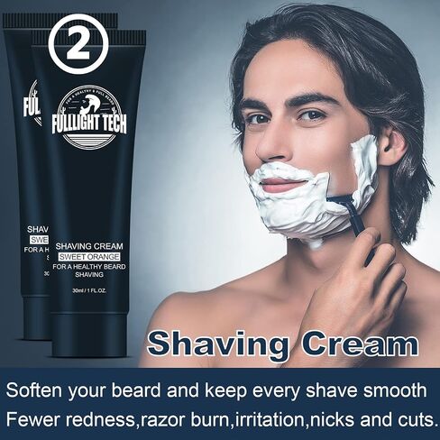 Shaving Kit for Men w/Straight Razor,Shaving Soap,2 PACK Shaving Cream,Pre-Shave Oil,After Shave Balm Gel,Mens Christmas Stocking Stuffers Gift for Men Husband Dad Him Unique Birthday Gifts Boyfriend in Kuwait