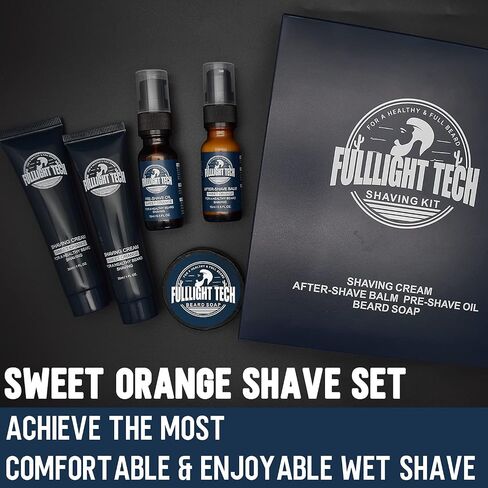Shaving Kit for Men w/Straight Razor,Shaving Soap,2 PACK Shaving Cream,Pre-Shave Oil,After Shave Balm Gel,Mens Christmas Stocking Stuffers Gift for Men Husband Dad Him Unique Birthday Gifts Boyfriend in Kuwait