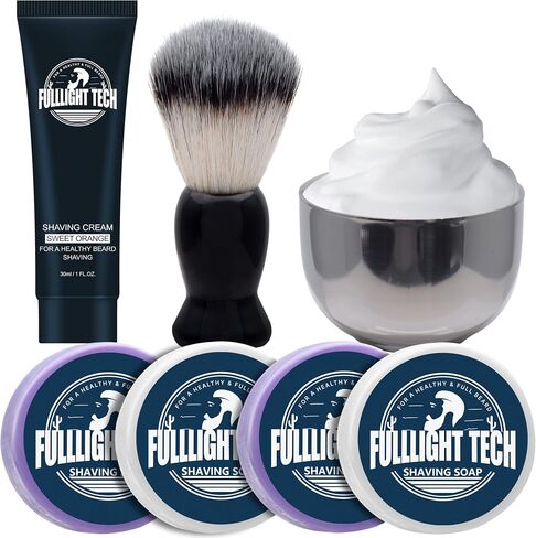 Shaving Kit for Men w/Straight Razor,Shaving Soap,2 PACK Shaving Cream,Pre-Shave Oil,After Shave Balm Gel,Mens Christmas Stocking Stuffers Gift for Men Husband Dad Him Unique Birthday Gifts Boyfriend in Kuwait