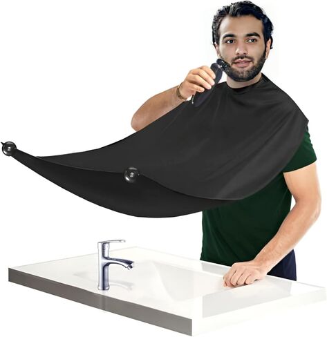 مريلة اللحية من HuaShanDa Beard Bib، أداة التقاط اللحية للرجال للحلاقة والتشذيب، قطعة قماش مقاومة للماء وغير لاصقة للعناية برأس اللحية مع 4 قطع أكواب شفط وحقيبة سفر، أفضل الهدايا للرجال - أبيض in Saudi Arabia