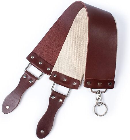 Razor Strop - Barber's Latigo Leather Straight Razor Strop. Dual Strap that will be a Great Addition for Any Straight Razor. PREMIUM LEATHER Strop for Sharpening. (Black) in Kuwait