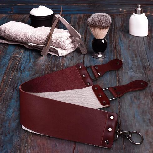 Razor Strop - Barber's Latigo Leather Straight Razor Strop. Dual Strap that will be a Great Addition for Any Straight Razor. PREMIUM LEATHER Strop for Sharpening. (Black) in Kuwait