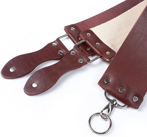 Razor Strop - Barber's Latigo Leather Straight Razor Strop. Dual Strap that will be a Great Addition for Any Straight Razor. PREMIUM LEATHER Strop for Sharpening. (Black) in Kuwait