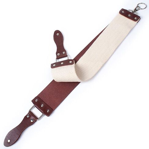 Razor Strop - Barber's Latigo Leather Straight Razor Strop. Dual Strap that will be a Great Addition for Any Straight Razor. PREMIUM LEATHER Strop for Sharpening. (Black) in Kuwait