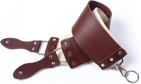 Razor Strop - Barber's Latigo Leather Straight Razor Strop. Dual Strap that will be a Great Addition for Any Straight Razor. PREMIUM LEATHER Strop for Sharpening. (Black) in Kuwait