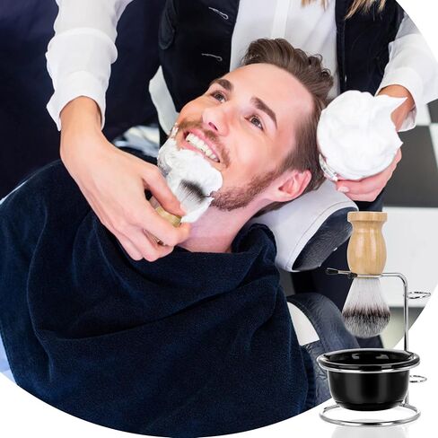 Aethland Mens Shaving Brush Set, Soft Hair Shaving Brush, Stainless Steel Shaving Stand & Acrylic Shaving Bowl for Men Wet Shaving Shave Kit in Saudi Arabia