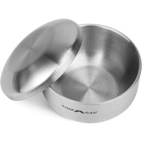 CHARMMAN Stainless Steel Shaving Soap & Cream Bowl with Lid | Three-walls Heat Preservation | Heavy Weight Steel （270g/ 0.59ib) in Saudi Arabia